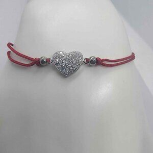 Sterling Silver 925 Heart Design WIth Red String Bracelet